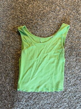 Green Ribbed Tank Top - Women